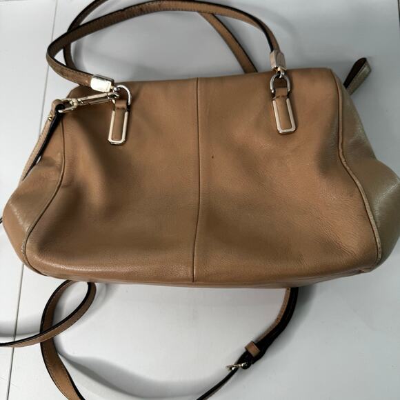 Coach Madison 25169 East West Front Flap Turnlock Satchel Camel & Pink  (READ) - Picture 2 of 16